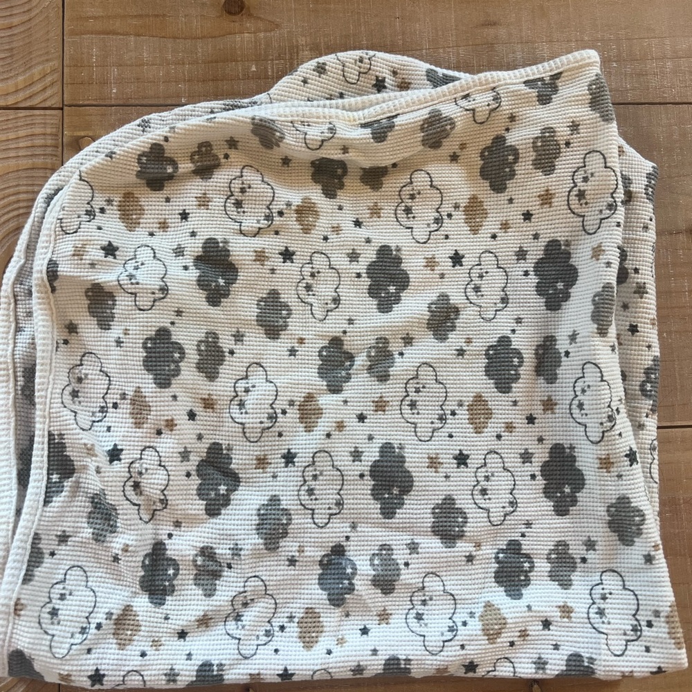 Baby Blanket - Cloud Print in Gray & Cream